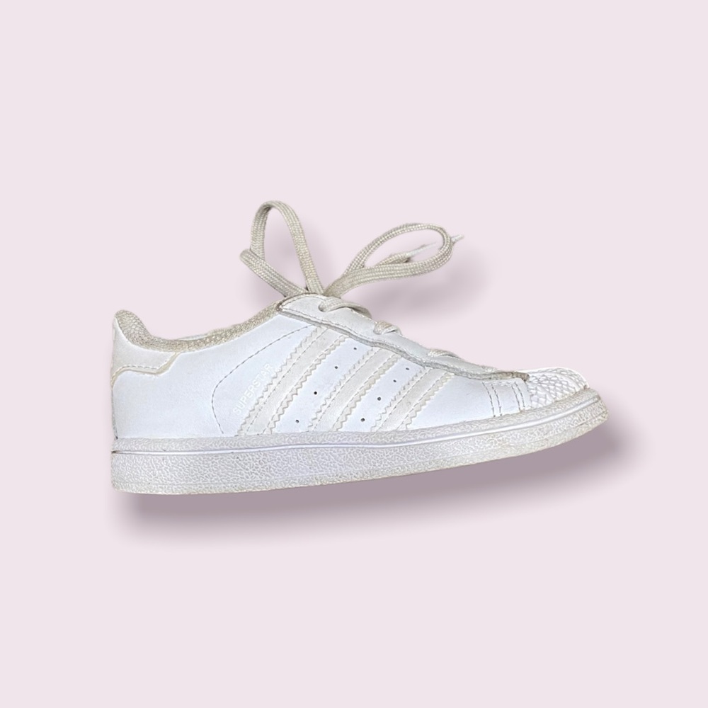Adidas White superstar Sneakers toddler size 8K